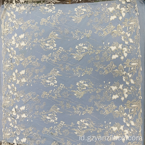 Glitter Mesh Kain Top White Pearl Fabric